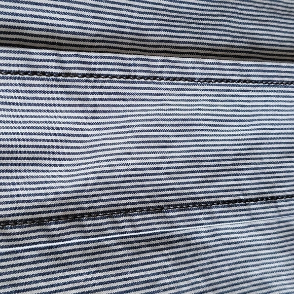 Eighty Eight Platinum blue striped button down shirt with navy seam detail - Picture 8 of 10